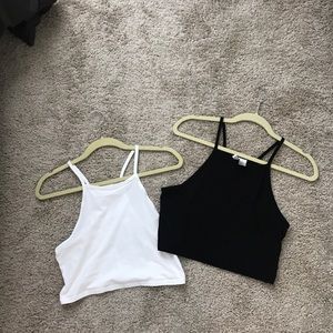 Set of two cropped halter tanks